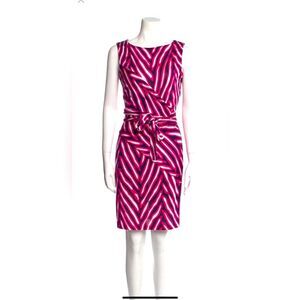 Diane Von Furstenberg Pink Black Stripe Wrap Silk Dress size 6